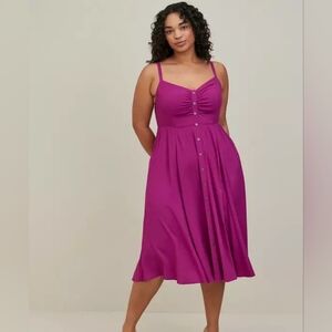 NWT Torrid Midi Challis Button-Front Dress
